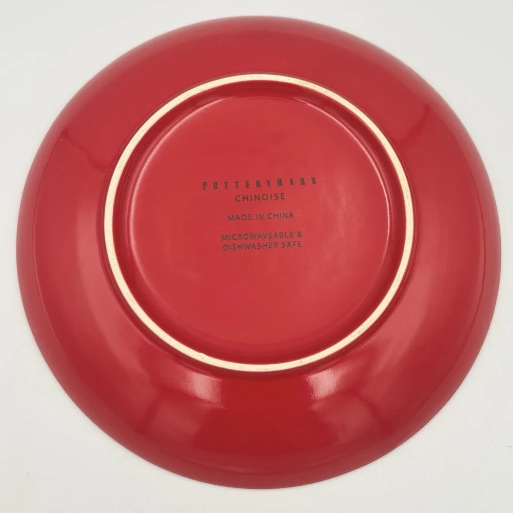 Pottery Barn Chinoise Dessert / Salad Plates Set of 6 Red & Gold 7